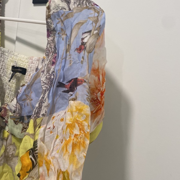 Banana Republic Ramie Twist Dress in Patchwork Blue small petite s p long sleeve - Picture 9 of 11